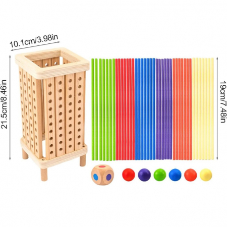 Joc educativ din lemn pentru copii, Wooden Stick Dice Game [6]