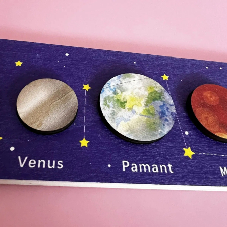 Joc educativ in limba Romana din lemn Sistemul Solar, multicolor [2]