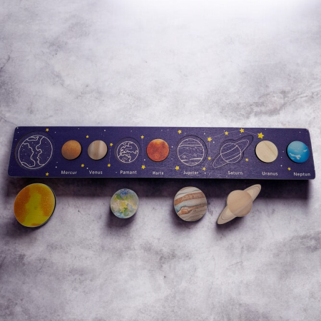 Joc educativ in limba Romana din lemn Sistemul Solar, multicolor [2]