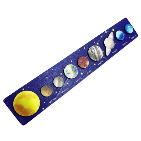 Jocuri educationale - Joc educativ in limba Romana din lemn Sistemul Solar, multicolor