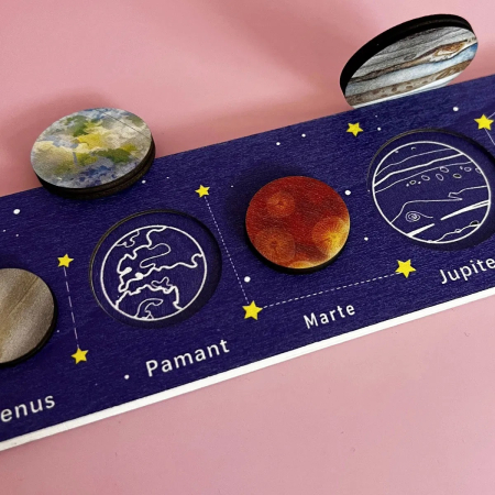 Joc educativ in limba Romana din lemn Sistemul Solar, multicolor [1]