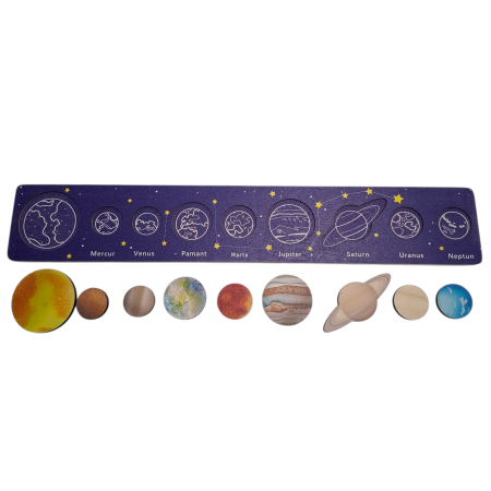 Jocuri educationale - Joc educativ in limba Romana din lemn Sistemul Solar, multicolor