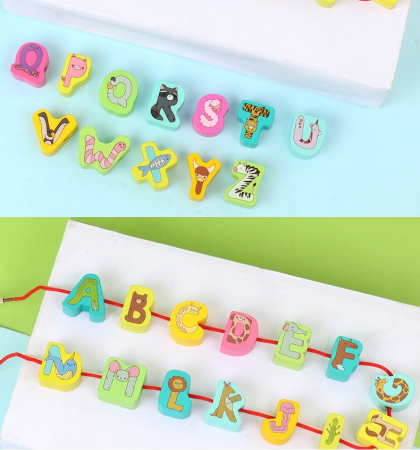 Joc educativ logaritmic Montessori din lemn 6 in 1 Animale, Snuruit si indemanare , multicolor [3]