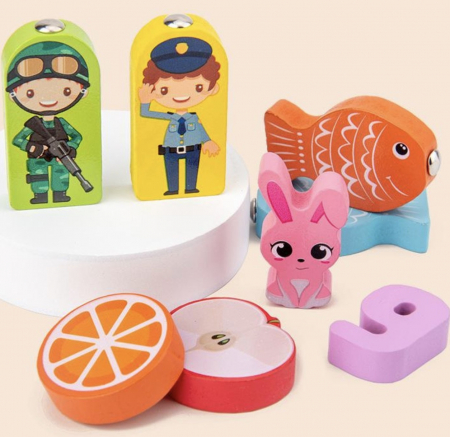 Joc educativ logaritmic Montessori din lemn in limba Romana 7 in 1, multicolor [7]