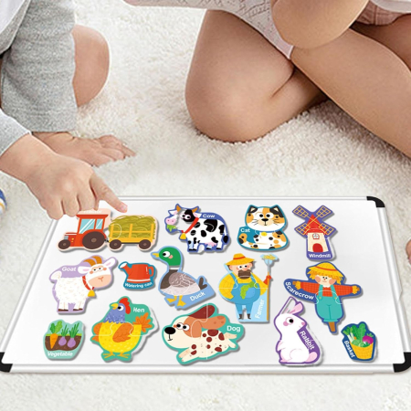 Joc educativ Magnetic Ferma Animalelor, 17 piese, verde [2]