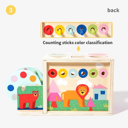 Joc educativ Montessori 3 in 1 – Sortator, Sertare si Cilindru, multicolor [4]