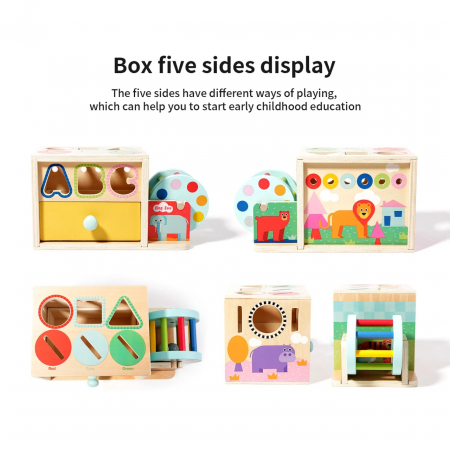 Joc educativ Montessori 3 in 1 – Sortator, Sertare si Cilindru, multicolor [7]