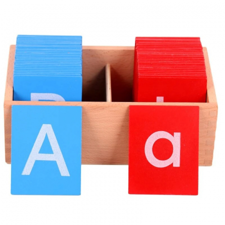 Joc educativ Montessori cu Litere senzoriale pe placute din lemn Sandpaper, multicolor [0]