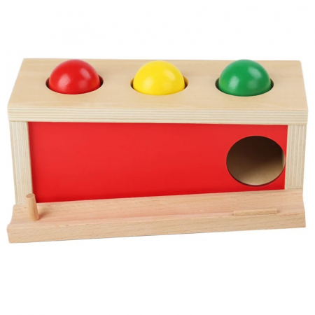 Joc educativ Montessori Cutia Permanentei cu 3 bile colorate si pista, multicolor [1]