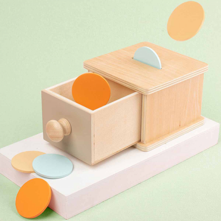 Joc educativ Montessori Cutia Permanentei cu sertar si discuri, multicolor [2]