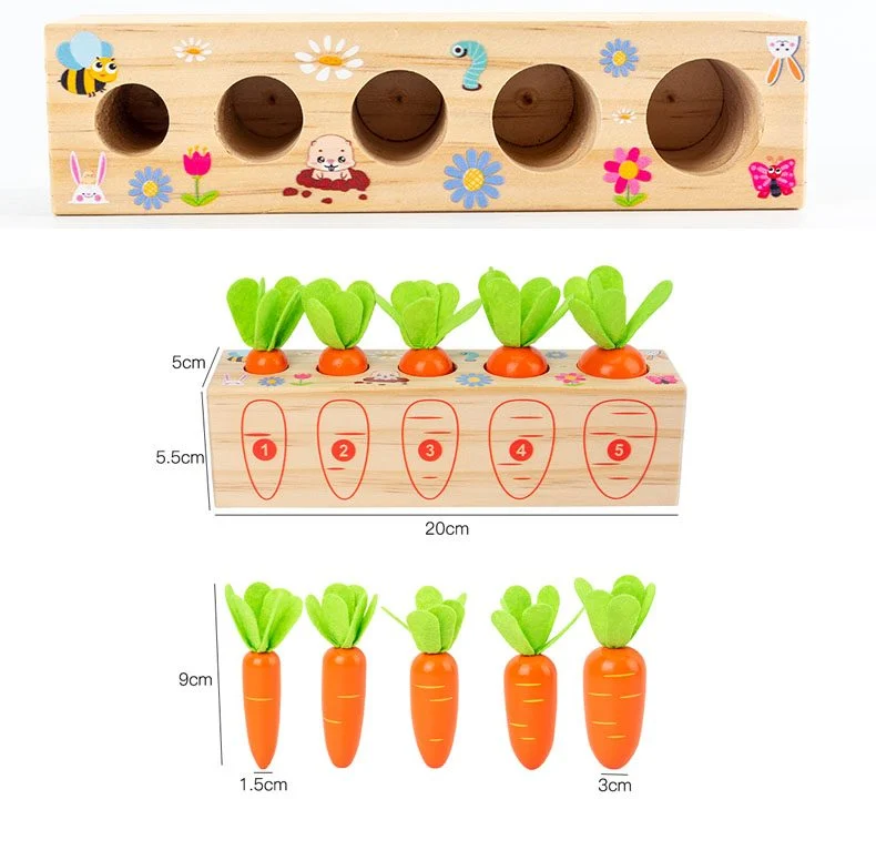 Joc educativ Montessori motricitate Numaram Morcovii, Counting Carrots, multicolor [3]