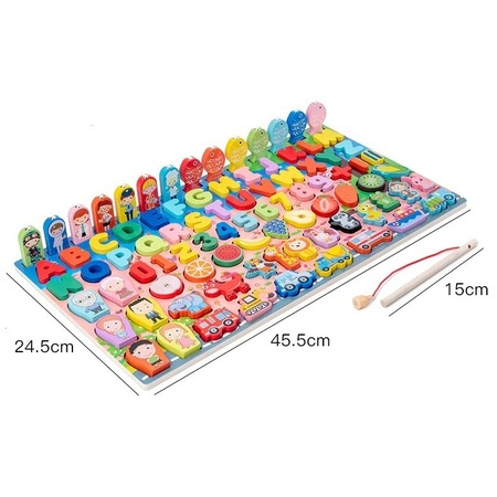 Joc educativ Montessori Puzzle 3D si Pescuit Magnetic, lemn, 88 piese [6]