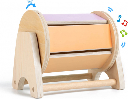 Joc educativ Montessori Tambur Pastel cu clopotei, multicolor [1]