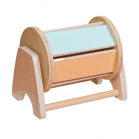 Jucarii Montessori din lemn - Joc educativ Montessori Tambur Pastel cu clopotei, multicolor