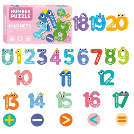 Jucarii educative si creative - Joc educativ Numere Magnetice, 26 piese, roz