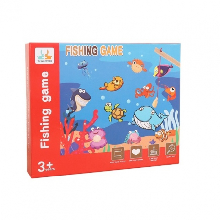 Joc magnetic de Pescuit din lemn Animale Marine, 34 piese, multicolor [0]