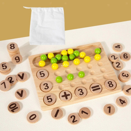 Joc Matematic din Lemn, Adunare si Scadere cu bile si jetoane, multicolor [6]