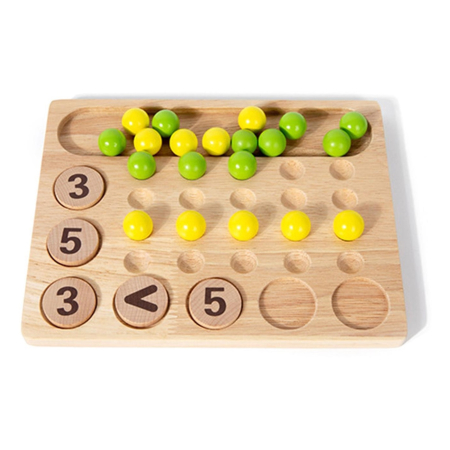 Jucarii educative si creative - Joc Matematic din Lemn, Adunare si Scadere cu bile si jetoane, multicolor