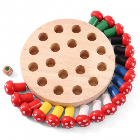 Joc memorie din lemn Memory Chess Ciuperci, multicolor [1]