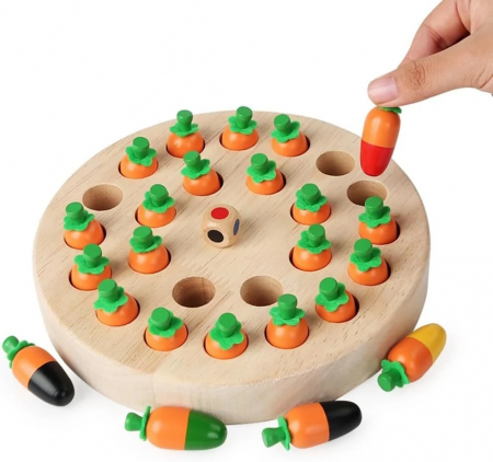 Joc memorie din lemn Memory Chess Morcovi, multicolor [2]