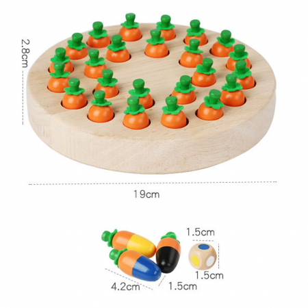 Joc memorie din lemn Memory Chess Morcovi, multicolor [4]