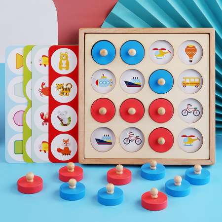 Joc memorie din lemn Multi Function Memory Chess, multicolor [2]