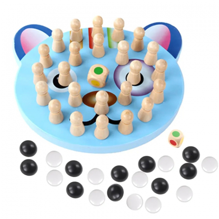 Joc Memorie si Sah din lemn 2 in 1, Memory Chess Pisica, multicolor [0]