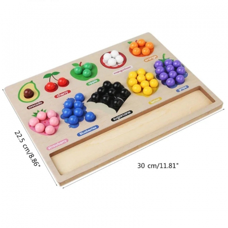 Joc Montessori Labirint din lemn Sortare si Numarare, Fructe, multicolor [3]