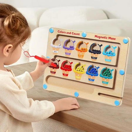 Joc Montessori Labirint magnetic Ice Cream, sortare si numarare, multicolor [4]