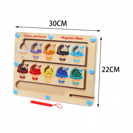 Joc Montessori Labirint magnetic Ice Cream, sortare si numarare, multicolor [5]