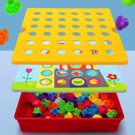 Joc Mozaic creativ Button Idea Animale, 12 cartonase, 46 de butoni [4]