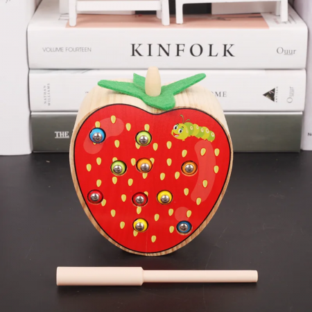 Joc pescuit magnetic Prinde Viermisorii din Capsuna, multicolor [4]