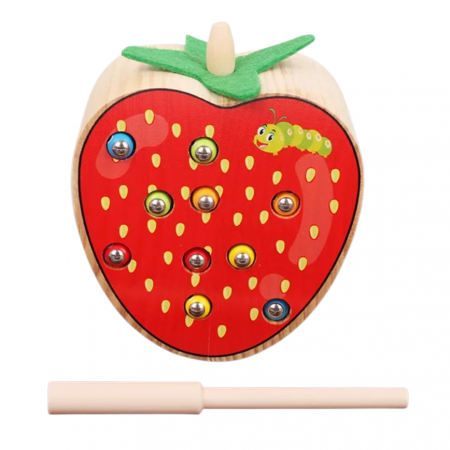 Jocuri dexteritate - Joc pescuit magnetic Prinde Viermisorii din Capsuna, multicolor
