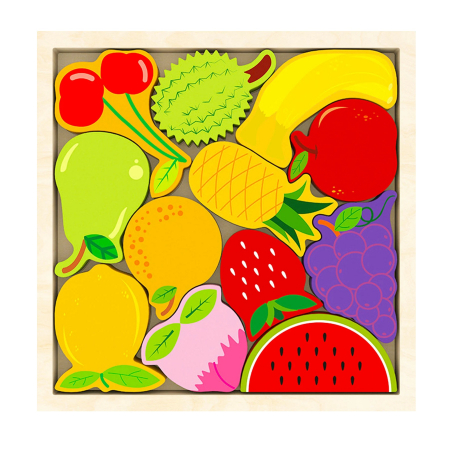 Puzzle 3D, Tetris, Fructe, 12 piese, multicolor