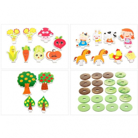 Joc puzzle din lemn 3D Ferma Animalelor, 73 piese, multicolor [3]