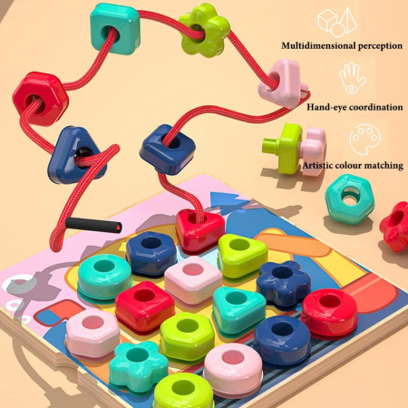 Joc snuruit si mozaic cu butoni, 2 in 1 Mushroom Nail, multicolor [5]