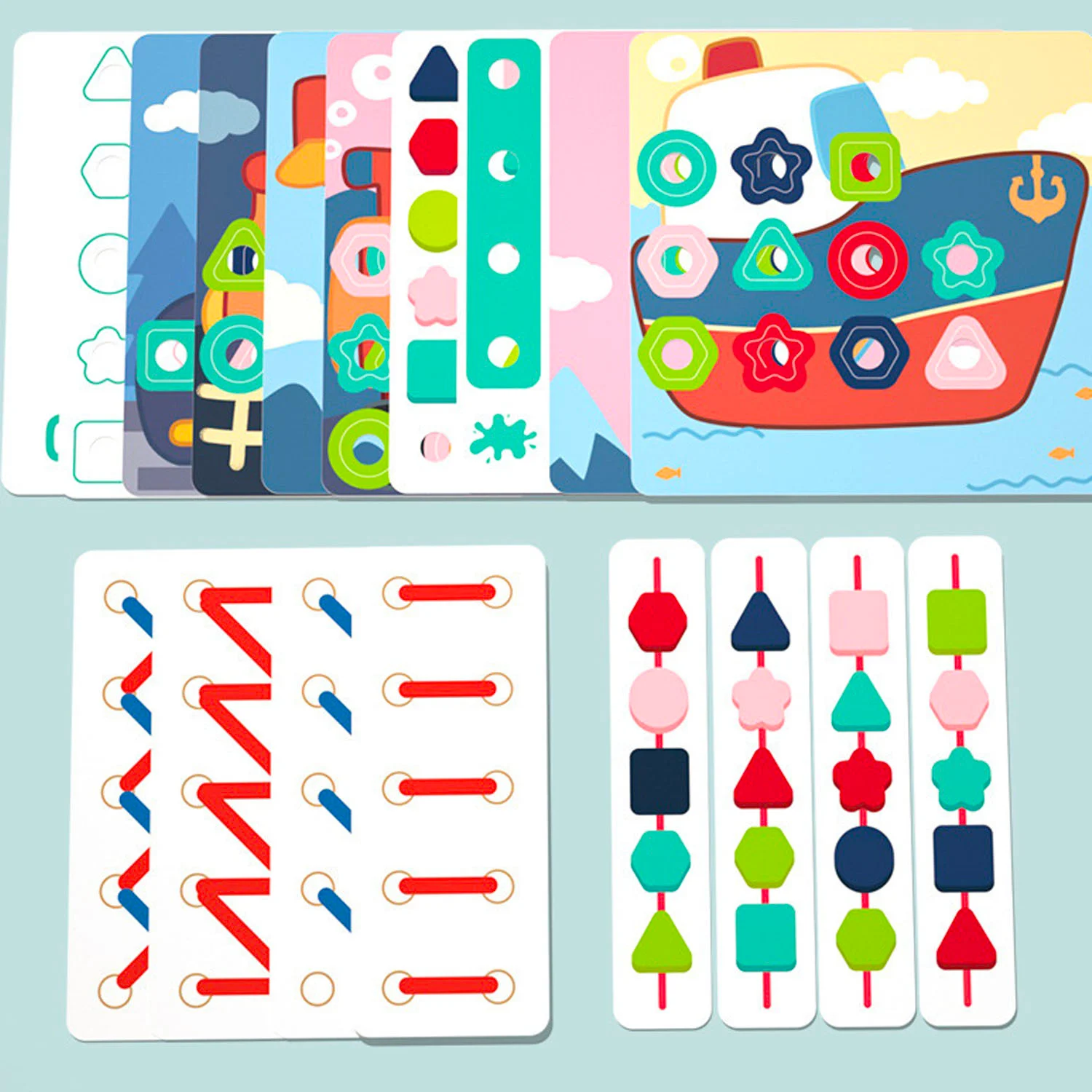 Joc snuruit si mozaic cu butoni, 2 in 1 Mushroom Nail, multicolor [1]