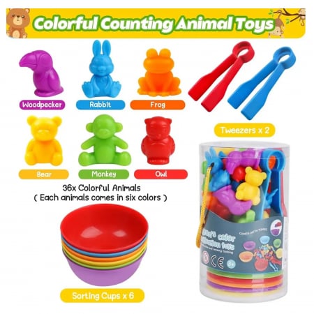Joc sortare, clasificare culori si numarat Animale, 44 piese, multicolor [2]