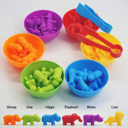 Joc sortare, clasificare culori si numarat Animale Salbatice si Domestice, 44 piese, multicolor [1]