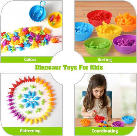 Joc sortare, clasificare culori si numarat Dinozauri, 48 piese, multicolor [4]