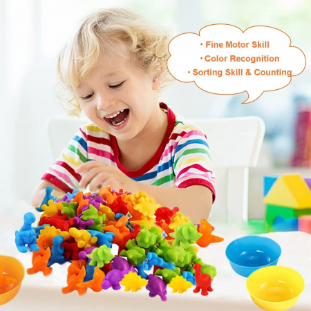 Joc sortare, clasificare culori si numarat Dinozauri, 48 piese, multicolor [5]