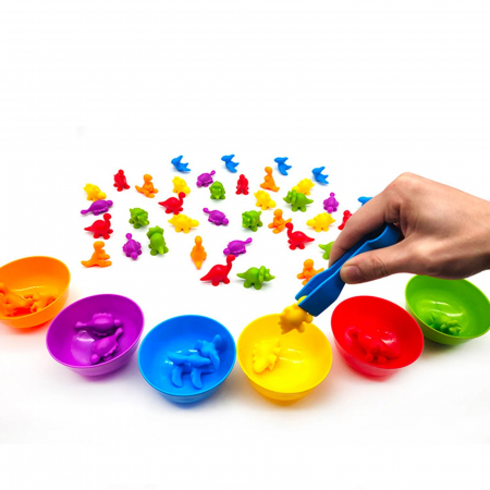 Joc sortare, clasificare culori si numarat Dinozauri, 48 piese, multicolor [3]
