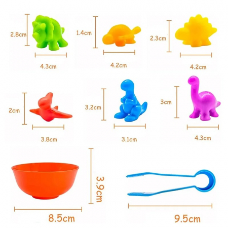 Joc sortare, clasificare culori si numarat Dinozauri, 48 piese, multicolor [8]