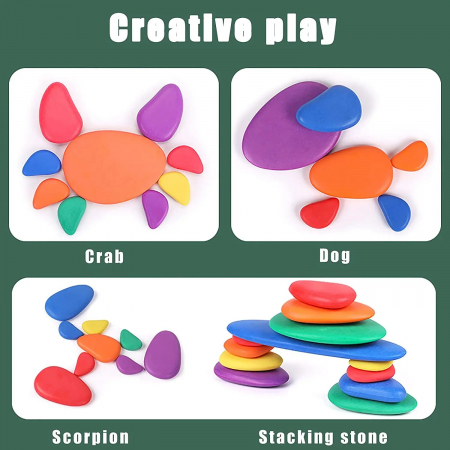 Joc Sortare si Stivuire Pietre Curcubeu Rainbow Cobblestone, multicolor [3]