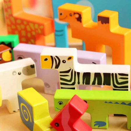 Joc Tetris Animale din Lemn 3D, multicolor [5]