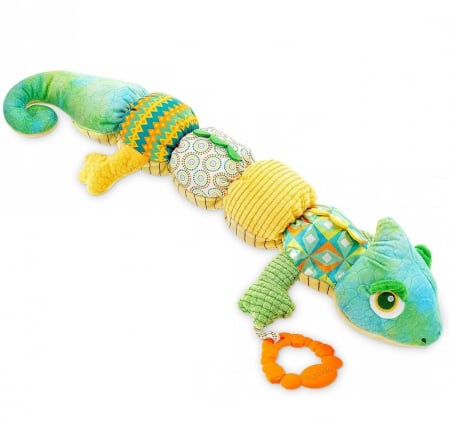 Jucarie Bebe Senzoriala Muzicala Cameleon, 60x9 cm, verde