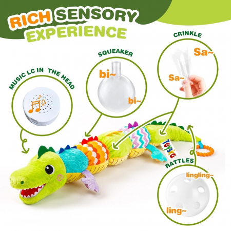 Jucarie Bebe Senzoriala Muzicala Crocodil, 60x9 cm, verde [1]