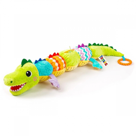 Jucarie Bebe Senzoriala Muzicala Crocodil, 60x9 cm, verde