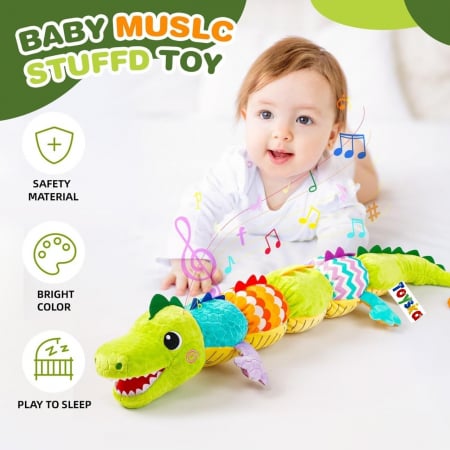 Jucarie Bebe Senzoriala Muzicala Crocodil, 60x9 cm, verde [2]
