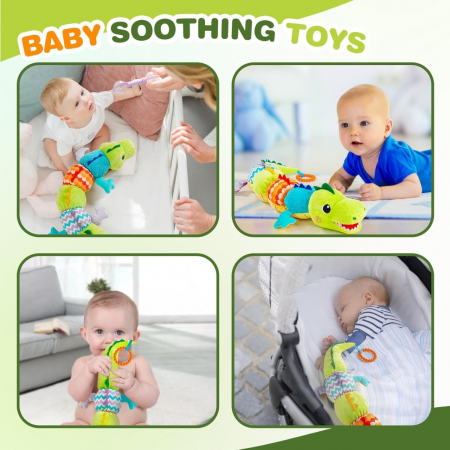 Jucarie Bebe Senzoriala Muzicala Crocodil, 60x9 cm, verde [3]